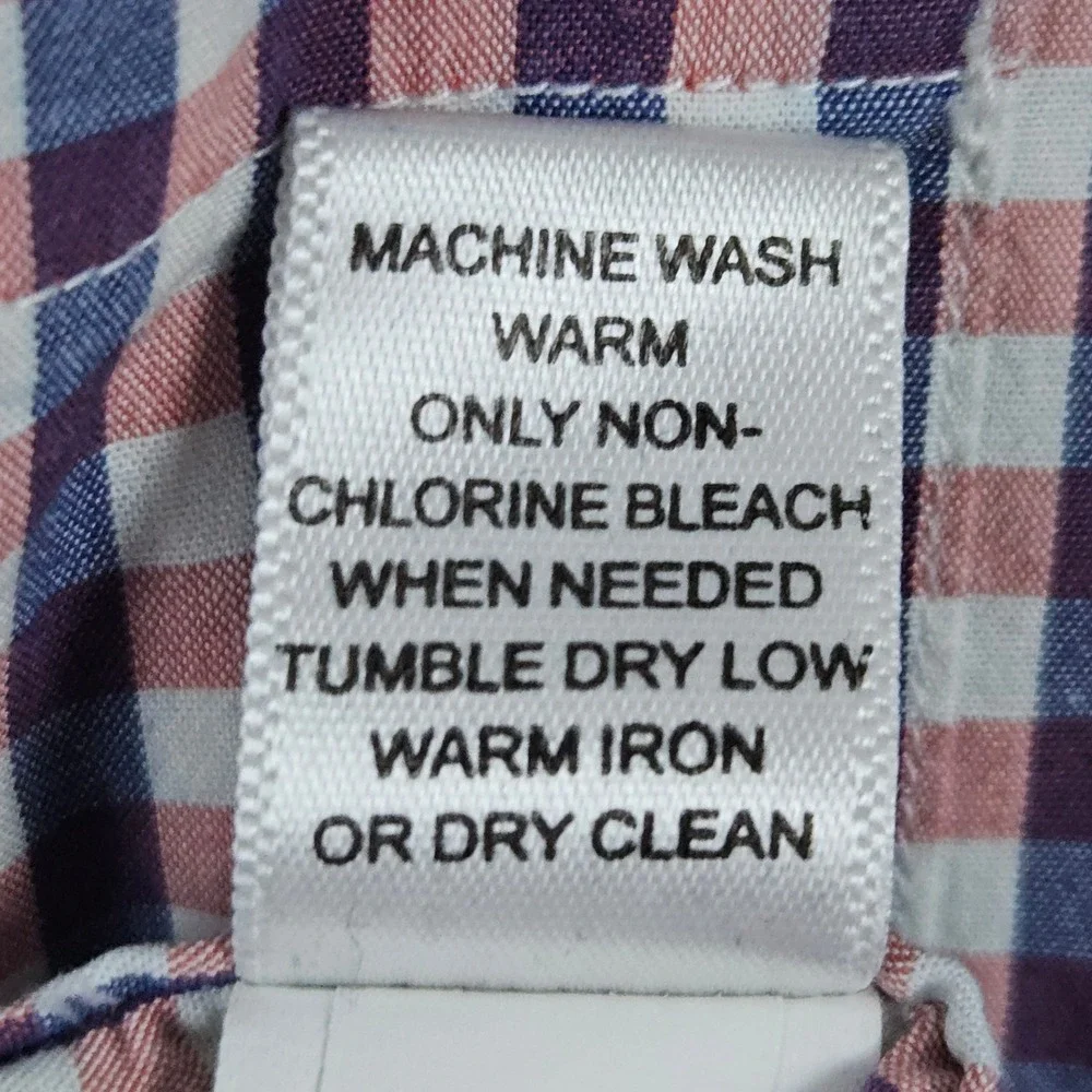 Banana Republic Men's Button Up Shirt Pink Blue White‎ Gingham Checks Size L
